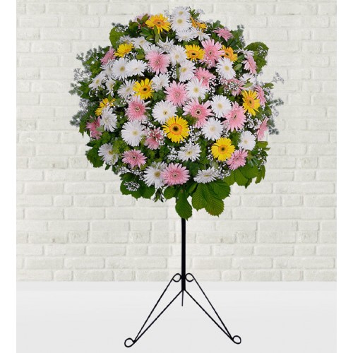 Renkli Gerbera Ferforje Aranjmanı